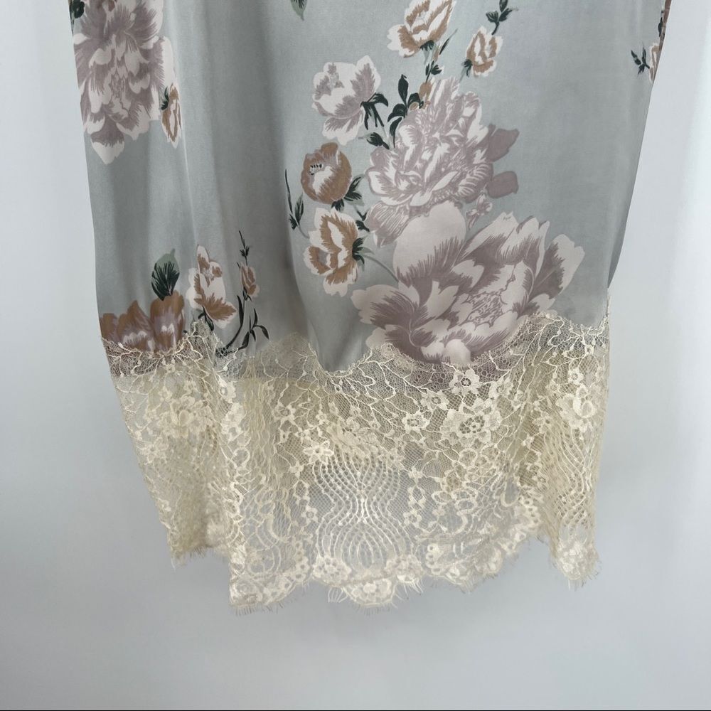 Y2K Intimately Free People Floral Sleeveless Lace-trim Slip Eyelash Fringe Dress - Picture 7 of 11